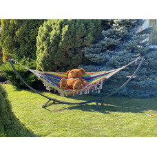 200 на 150 Гамак Хлопковый Двухместный BALI XXL радуга Без Планки Мексиканский с Крепежами LS-WCG-H14-2